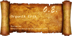 Orgonik Erik névjegykártya
